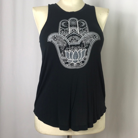 🌻 3/25 🌻 Hamsa Lotus Zen Hand Muscle Tank - Picture 1 of 6